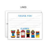 Arcade Thank You Note Card Stationery • Fill in Blank, Lined or Blank Cards