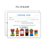 Arcade Thank You Note Card Stationery • Fill in Blank, Lined or Blank Cards