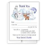 Arctic Animals Thank You Note Card Stationery • Fill in Blank, Lined or Blank Cards