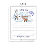 Arctic Animals Thank You Note Card Stationery • Fill in Blank, Lined or Blank Cards