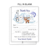 Arctic Animals Thank You Note Card Stationery • Fill in Blank, Lined or Blank Cards