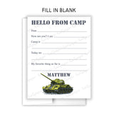 Army Tank Summer Camp Camping Note Cards Stationery • Fill in Blank, Lined or Blank Cards