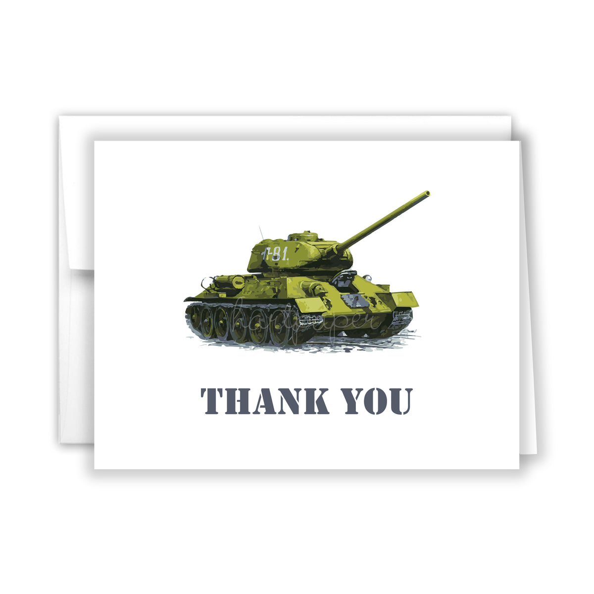 Army Tank Camouflage Thank You Cards Note Card Personalized Custom Stationery • Flat or Folded