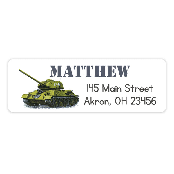 Army Tank Camouflage Return Address Labels • Self Adhesive Stickers