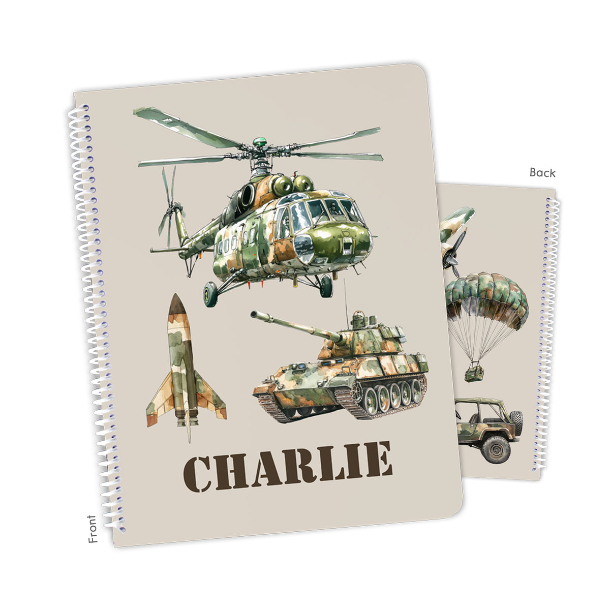 Helicopter Military Camouflage Camo Personalized Custom Notebook or Sketchbook • School Office Supplies