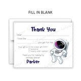 Astronaut Thank You Note Card Stationery • Fill in Blank, Lined or Blank Cards
