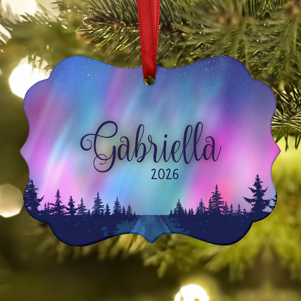 Aurora Borealis Northern Lights Christmas Ornament • Personalized Custom Holiday • Gift