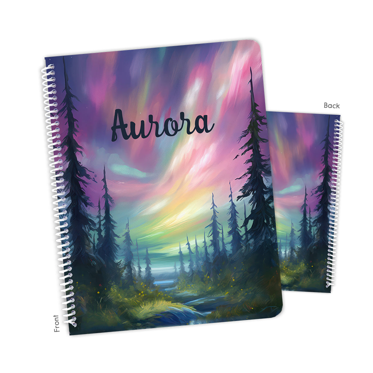 Aurora Borealis Northern Lights Personalized Custom Notebook or Sketchbook • School Office Supplies
