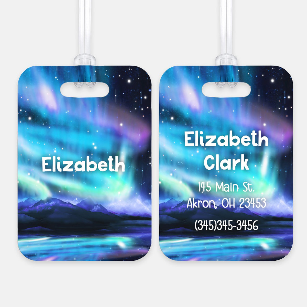 Aurora Borealis Northern Lights Luggage Bag Tag Personalized Custom