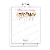 Dance Ballerina Hello from Camp Summer Camping Note Cards Stationery • Fill in Blank, Lined or Blank Cards