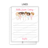 Dance Ballerina Hello from Camp Summer Camping Note Cards Stationery • Fill in Blank, Lined or Blank Cards