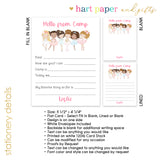 Dance Ballerina Hello from Camp Summer Camping Note Cards Stationery • Fill in Blank, Lined or Blank Cards
