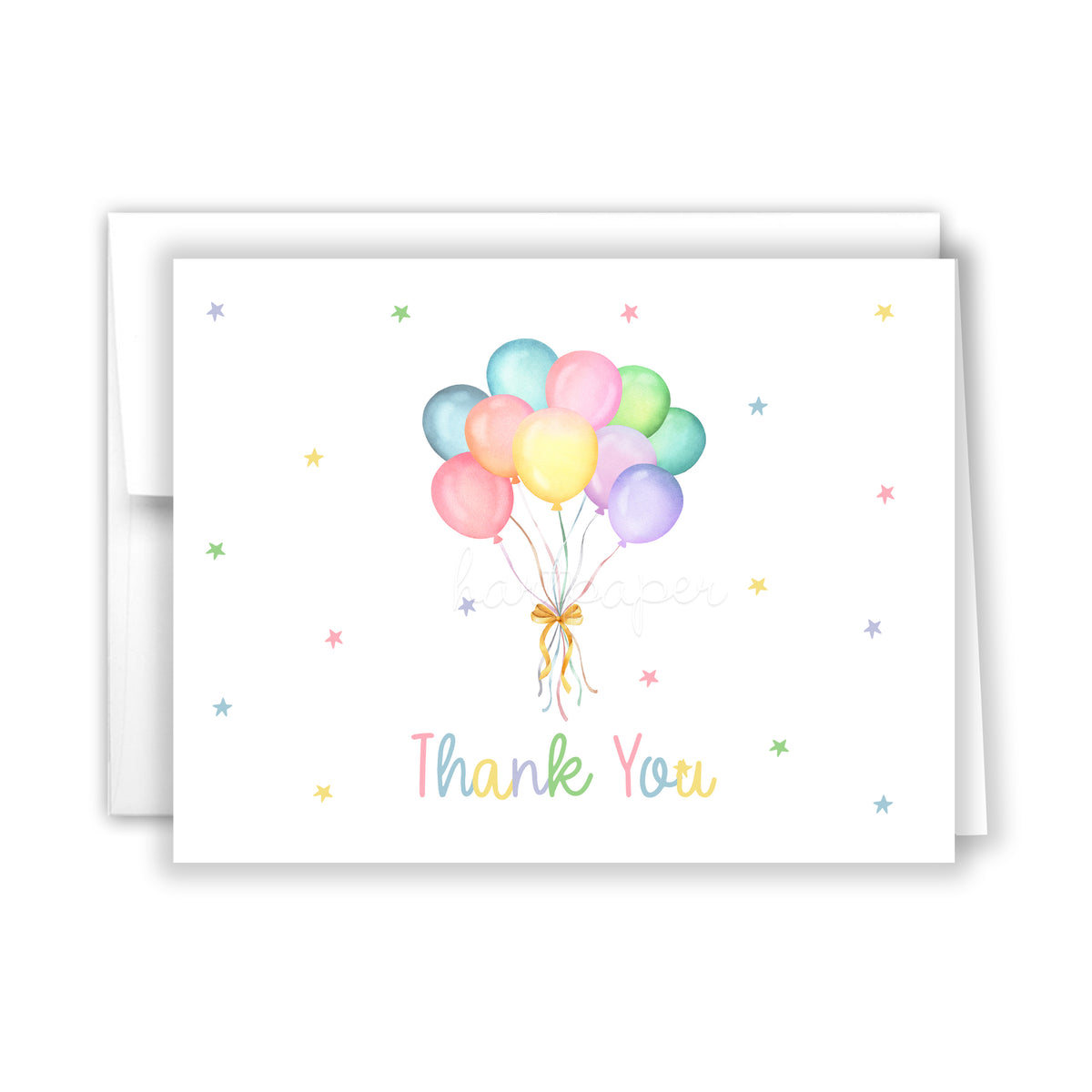 Rainbow Balloons Thank You Cards Note Card Personalized Custom Stationery • Flat or Folded