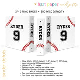 Baseball Sports Personalized 2" 3 Ring Binder
