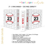 Baseball Sports Personalized 2" 3 Ring Binder