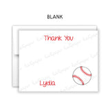 Baseball Thank You Note Card Stationery • Fill in Blank, Lined or Blank Cards