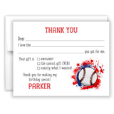 Baseball Thank You Note Card Stationery • Fill in Blank, Lined or Blank Cards