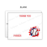 Baseball Thank You Note Card Stationery • Fill in Blank, Lined or Blank Cards