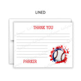 Baseball Thank You Note Card Stationery • Fill in Blank, Lined or Blank Cards