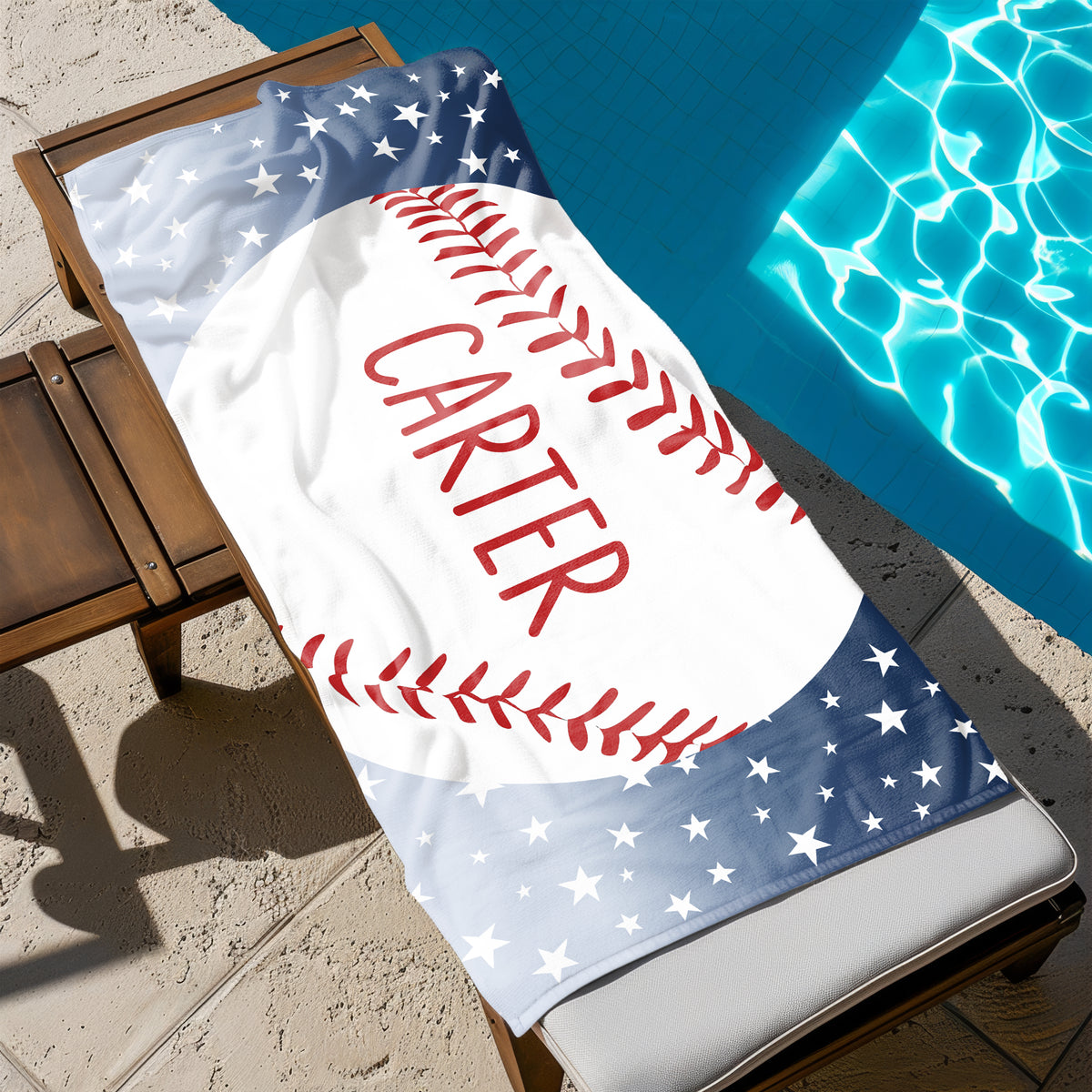 Baseball Sports Personalized Beach Towel • Custom 30x60 Swimming Swim Bath Bathroom Pool