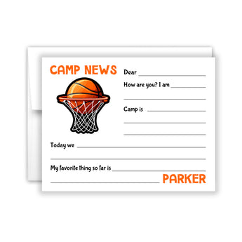 Basketball Sports Summer Camp Camping Note Cards Stationery • Fill in Blank, Lined or Blank Cards