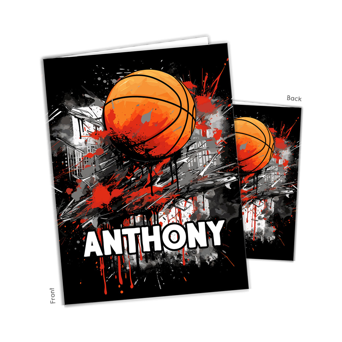 Basketball Personalized Custom 2-Pocket Folder • School Office Supplies