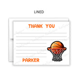 Basketball Thank You Note Card Stationery • Fill in Blank, Lined or Blank Cards