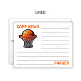 Basketball Sports Summer Camp Camping Note Cards Stationery • Fill in Blank, Lined or Blank Cards