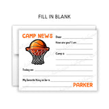 Basketball Sports Summer Camp Camping Note Cards Stationery • Fill in Blank, Lined or Blank Cards