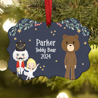 Teddy Bear Beary • Nutcracker Christmas Ornament Personalized Custom Holiday Decor Gift Boy Girl Ballerina Ballet