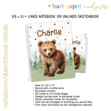 Brown Bear Personalized Notebook or Sketchbook