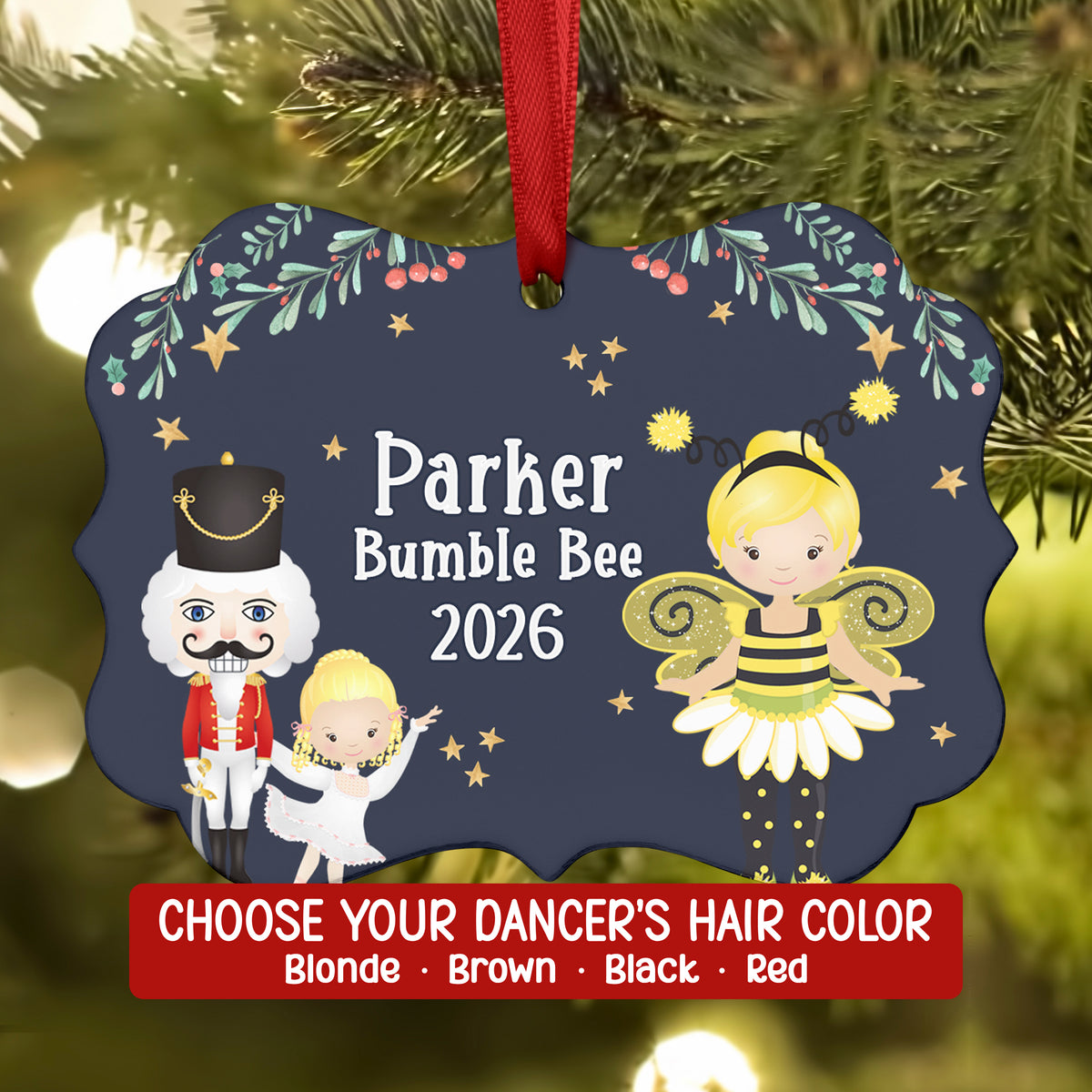 Bumble Bee • Nutcracker Christmas Ornament Personalized Custom Holiday Decor Gift Boy Girl Ballerina Ballet