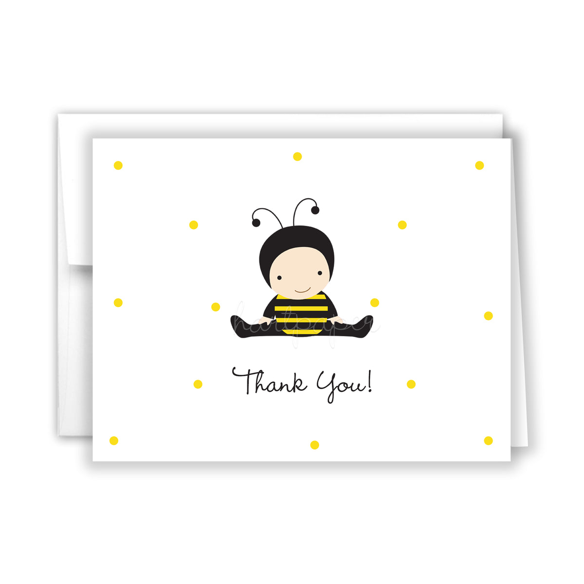 Baby Bumble Bee Thank You Cards • Folded Flat Card Notecard Stationery