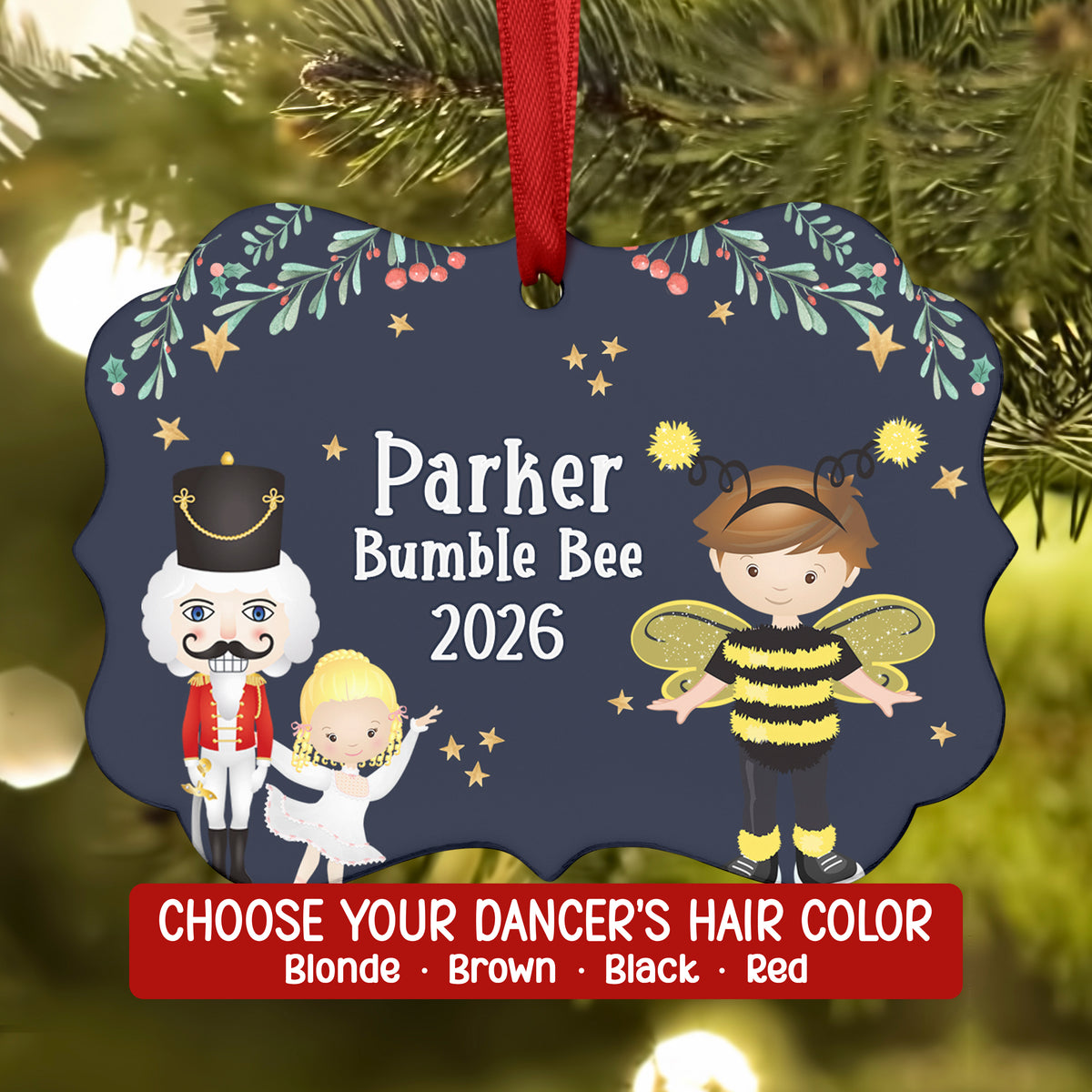 Bumble Bee • Nutcracker Christmas Ornament Personalized Custom Holiday Decor Gift Boy Girl Ballerina Ballet