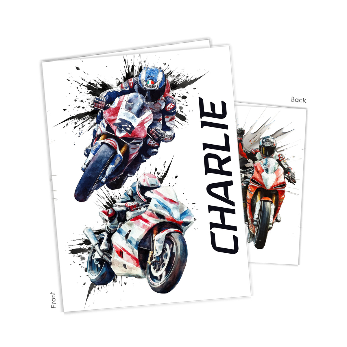 Motorcycle Extreme Bike Sports Personalized Custom 2-Pocket Folder • School Office Supplies