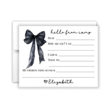 Black Bow Coquette Summer Camp Camping Note Cards Stationery • Fill in Blank, Lined or Blank Cards