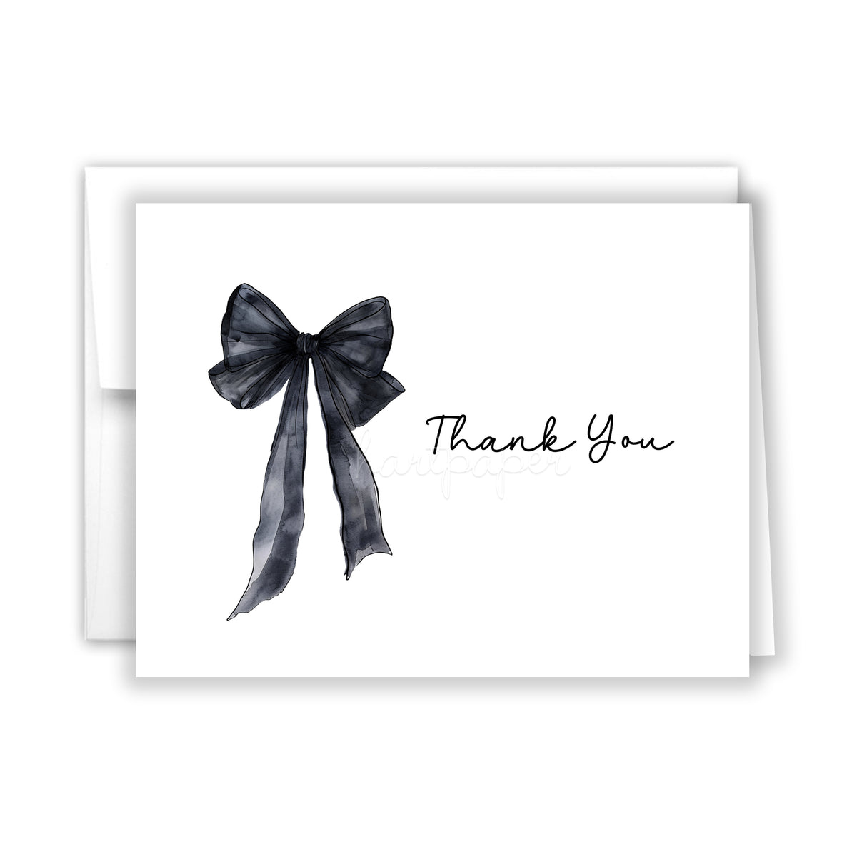 Black Coquette Bow Thank You Cards Note Card Personalized Custom Stationery • Flat or Folded
