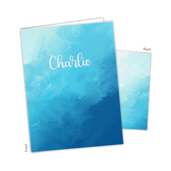 Blue Abstract Personalized 2-Pocket Folder