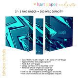 Blue Abstract Personalized 2" 3 Ring Binder