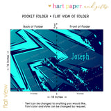 Blue Abstract Personalized 2-Pocket Folder