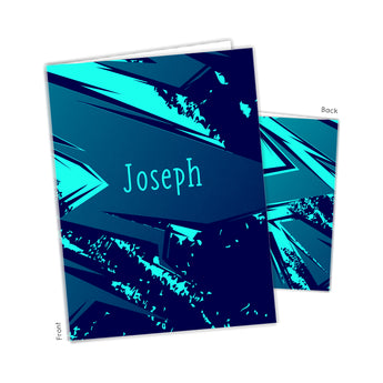 Blue Abstract Personalized 2-Pocket Folder