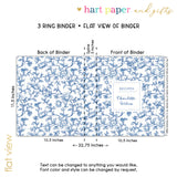 Blue Chinoiserie Flowers Personalized 2" 3 Ring Recipe Book Binder