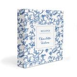 Blue Chinoiserie Flowers Personalized 2" 3 Ring Recipe Book Binder