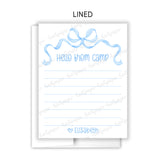 Blue Bow Coquette Summer Camp Camping Note Cards Stationery • Fill in Blank, Lined or Blank Cards