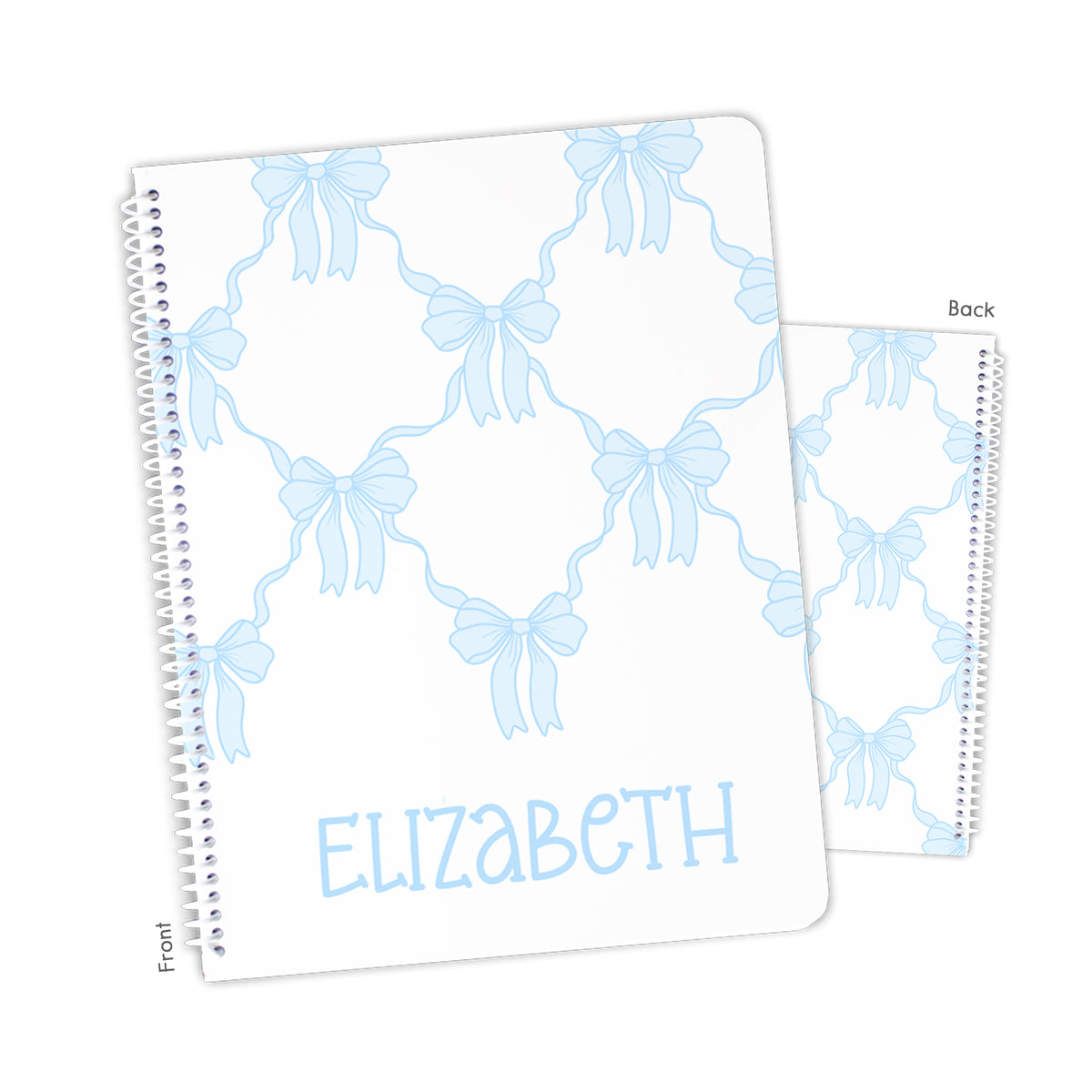 Blue Toile Coquette Bow Chinoiserie Flowers Personalized Custom Notebook or Sketchbook • School Office Supplies