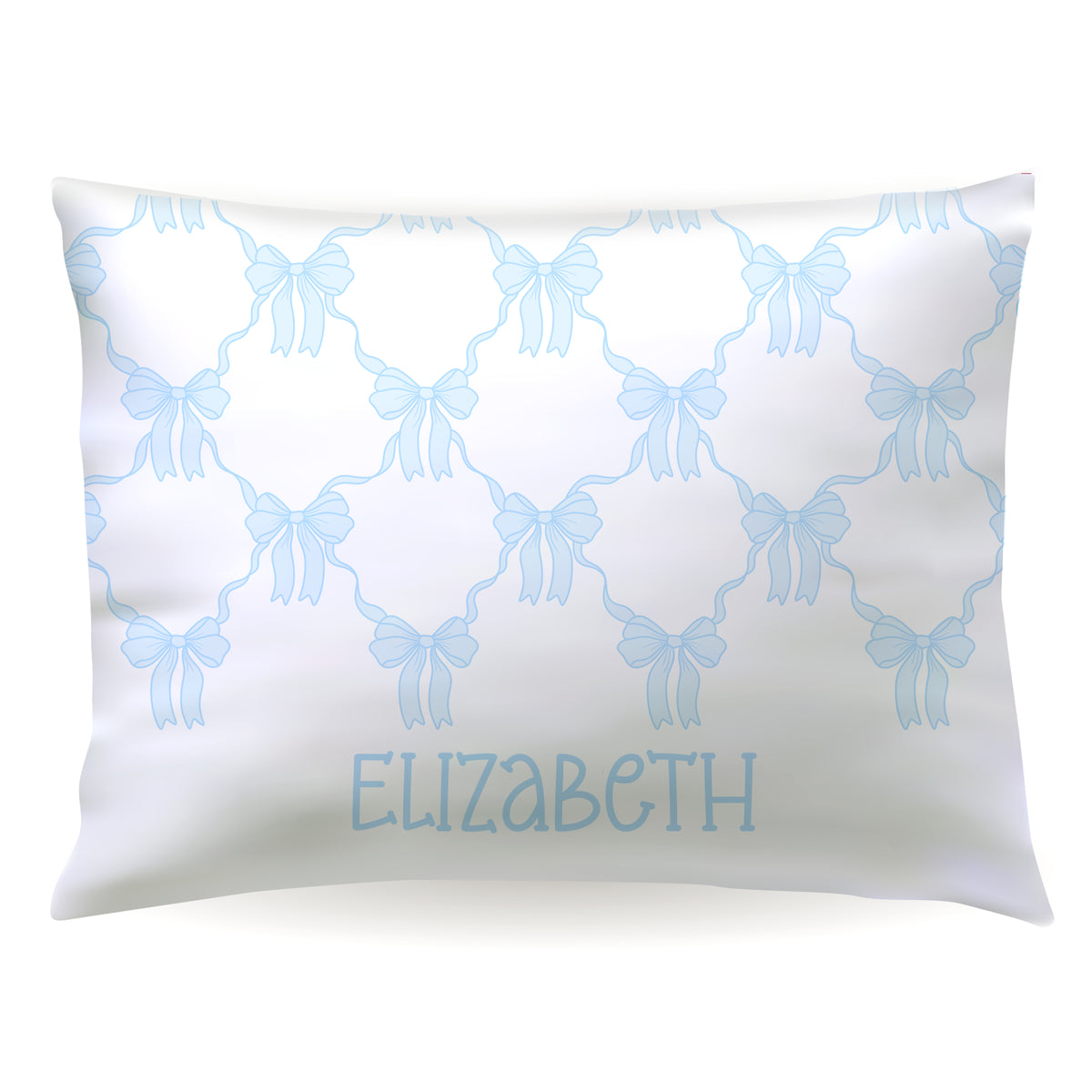 Blue Coquette Bow Personalized Custom Pillowcase • Standard or Toddler Size