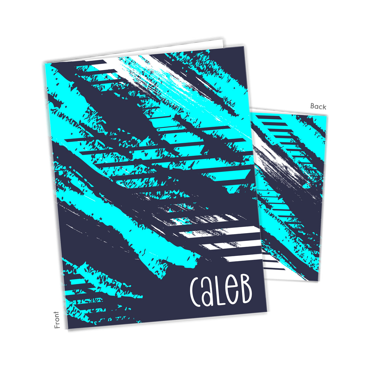 Blue Abstract Personalized Custom 2-Pocket Folder • School Office Supplies