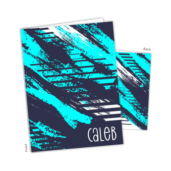 Blue Abstract Personalized 2-Pocket Folder