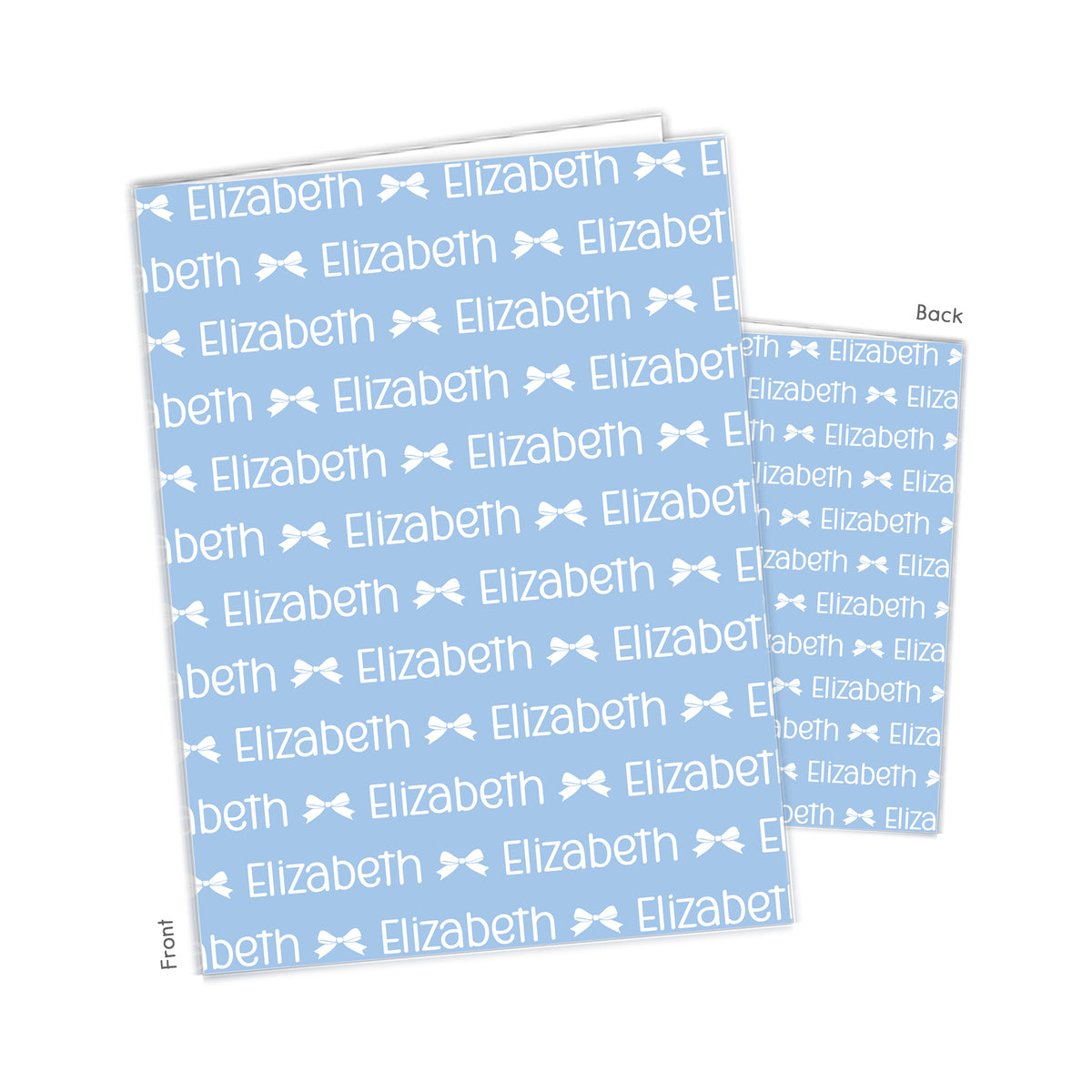 ANY COLOR Coquette Bow Repeat Name Personalized Custom 2-Pocket Folder • School Office Supplies