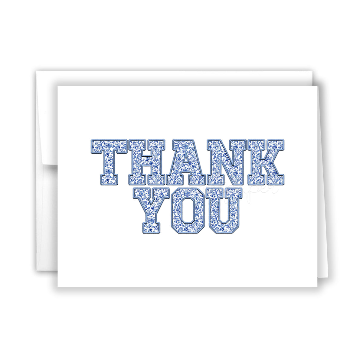 Blue Chinoiserie Flowers Thank You Cards Note Card Personalized Custom Stationery • Flat or Folded
